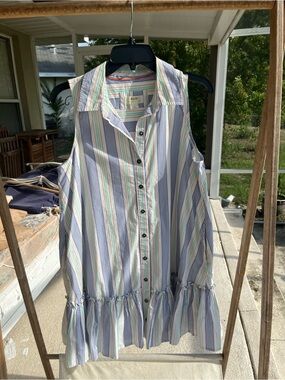 Maeve by anthropologie striped ruffle hem shirt dress